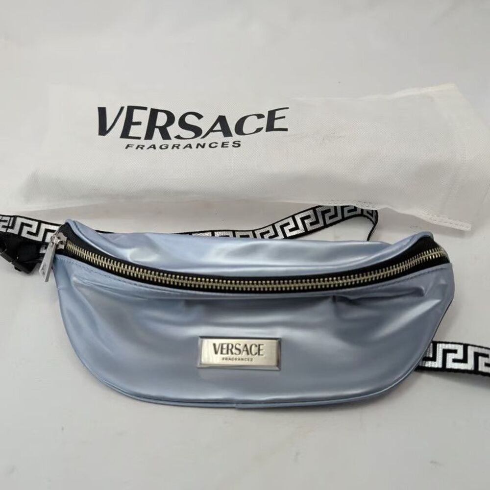 Versace Fragrances Belt Bag Light Blue Metallic Fanny Pack Waist Crossbody GWP